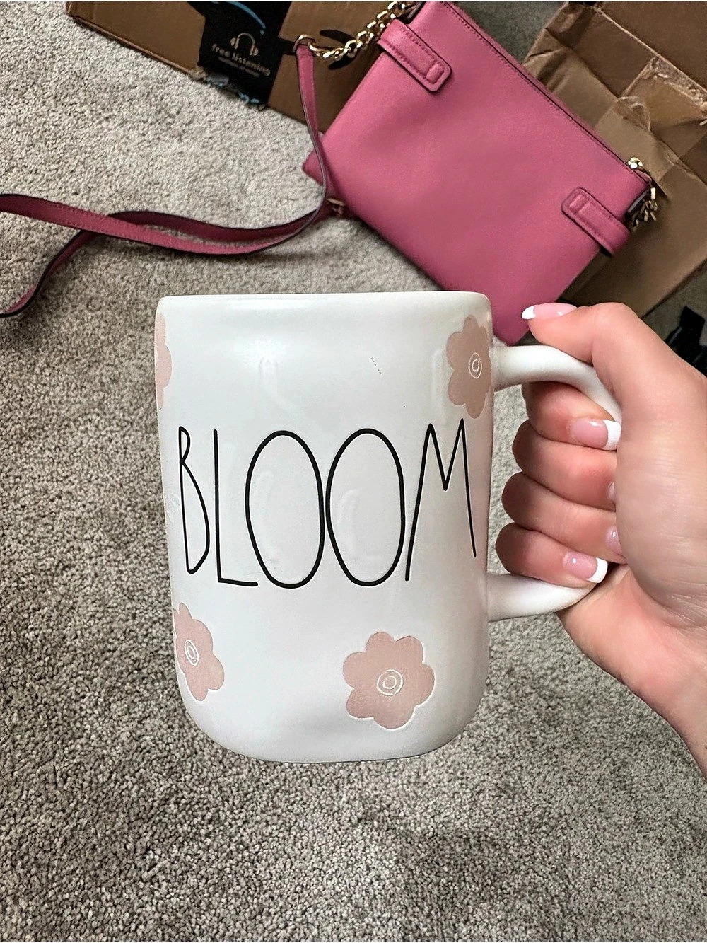 Rae Dunn Bloom Floral Mug in White & Pink Like New - Picture 2 of 5
